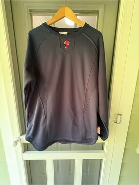 Majestic Navy Phillies Crewneck Pullover